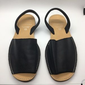 Avarca Menorquina Black Leather Sandals Sz39